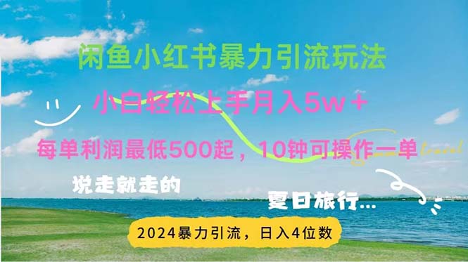 (7.17)2024暑假赚钱项目小红书咸鱼暴力引流,简单无脑操作,每单利润500+,