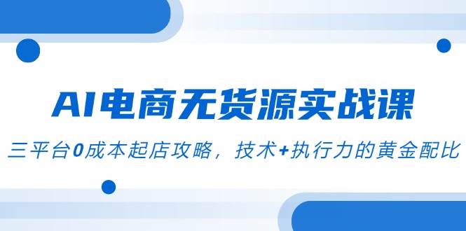 (6.7)AI电商无货源实战课，三平台0成本起店攻略，技术+执行力的黄金配比