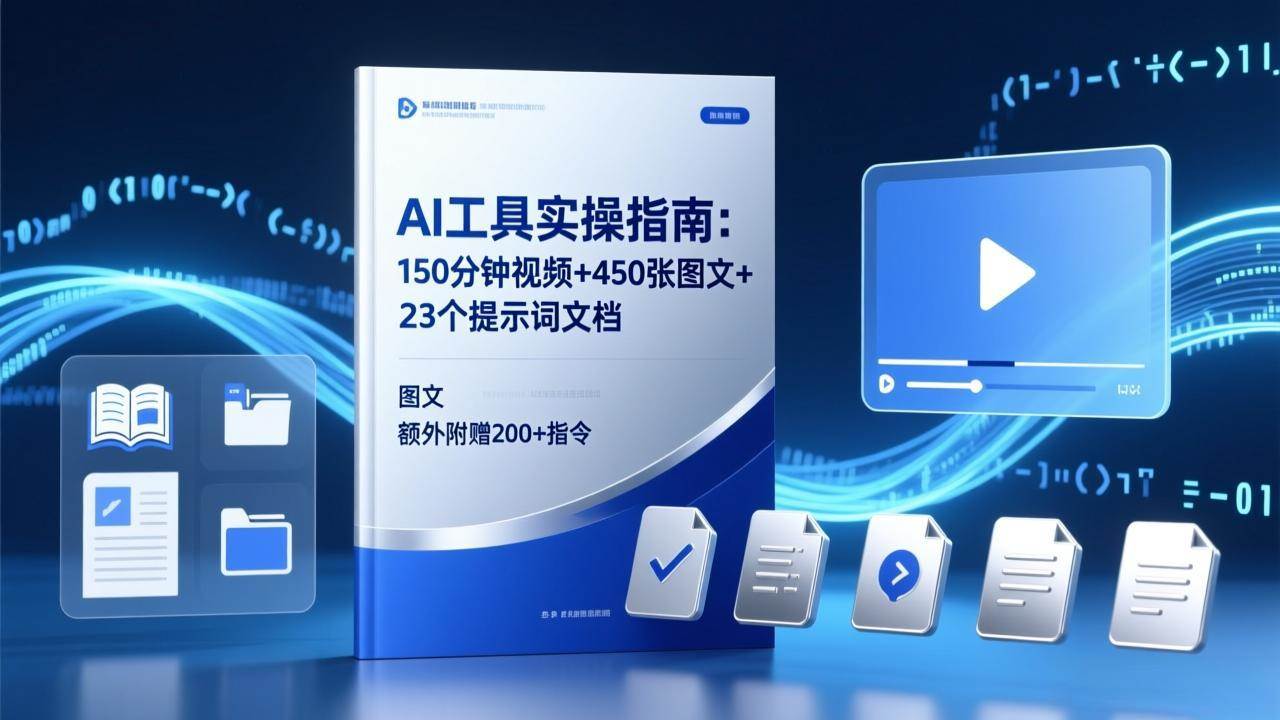 (3.3)AI工具实操指南：150分钟视频+450张图文+23个提示词文档，额外附赠200+指令