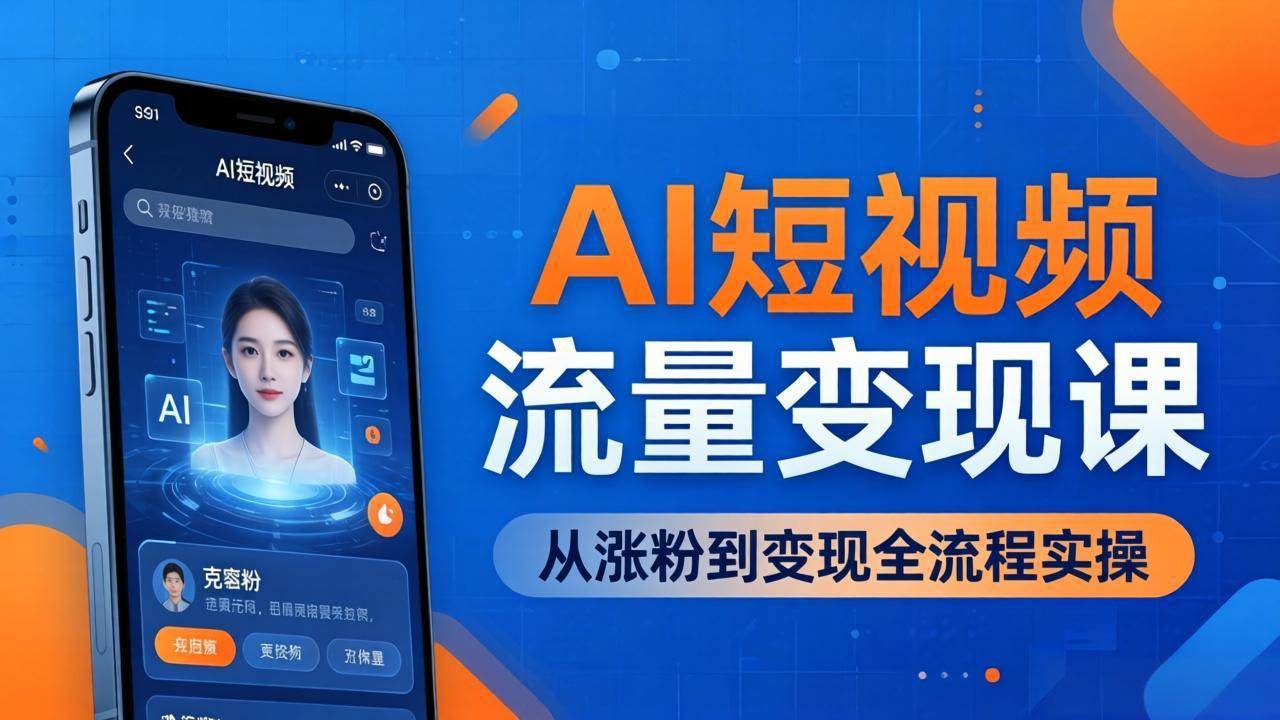 (4.9)AI短视频流量变现课：一部手机玩转数字人克隆+爆款制作，从涨粉到变现全流程实操