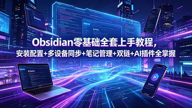 (6.09)Obsidian零基础全套上手教程，安装配置+多设备同步+笔记管理+双链+AI插件全掌握