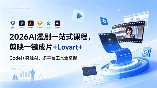 (6.05)2026AI 漫剧一站式课程，剪映一键成片+Lovart+Codel+突触AI，多平台工具全掌握