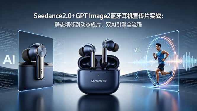 (6.05)Seedance2.0+GPT Image2蓝牙耳机宣传片实战：静态精修到动态成片，双AI引擎全流程