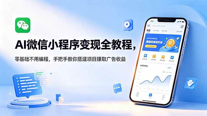 (6.08)AI微信小程序变现全教程，零基础不用编程，手把手教你搭建项目赚取广告收益